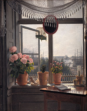 In the background of Martinus Rørbye's View from the Artist's Window, the rebuilding of the Danish fleet after their destruction in the Battle of Copenhagen (1807) can be seen.