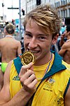 Matthew Mitcham (Australien) unmittelbar nach seinem Olympiasieg 2008