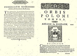 Herb Abdank w dziele "Orbis Poloni" Szymona Okolskiego (1642)