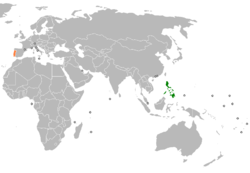 Lage von Philippinen und Portugal