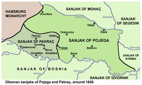 Zemljevid Pakraškega sandžaka v letu 1606