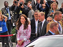 With William being photographed by members of the press during their 2016 royal tour of Canada Prince William and Kate (29844090032).jpg