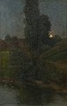 Augustin Satra Večer na stráni u rybníka (1899)