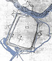 Stadtbefestigung 1633 (Wasserflächen nachkoloriert)