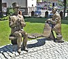 Statues of Jeremi Przybora and Jerzy Wasowski, hosts of the Elderly Gentemen's Cabaret