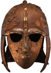 The Sutton Hoo helmet, an Anglo-Saxon helmet from the early 7th century Sutton Hoo helmet 2016.png