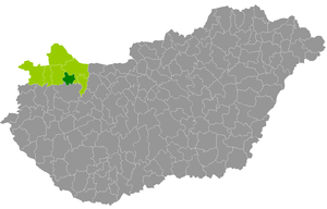 okres Tét na mapě Maďarska