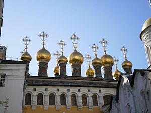 English: Terem churches in the Moscow Kremlin ...