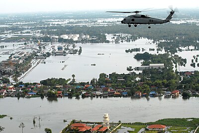 タイ洪水により浸水したバンコク市内。
