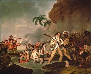 English: Death of Captain James Cook, oil on c...