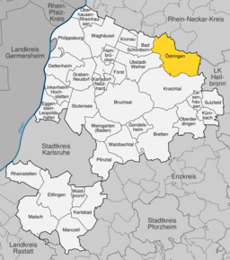 Läget för Östringen i Landkreis Karlsruhe