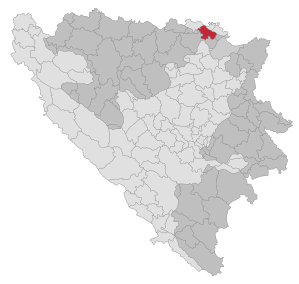 Lage der Gemeinde Šamac in Bosnien und Herzegowina (anklickbare Karte)