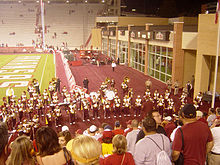 The Spirit of Troy giving a traditional post-game concert, this time celebrating the defeat of the University of Arkansas in Razorback Stadium (2006) 09-02-06-TMBinARK.jpg