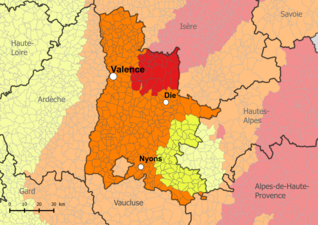 Risque sismique dans la Drôme. Bourg-lès-Valence est en zone orange : sismicité modérée (3 sur 5).