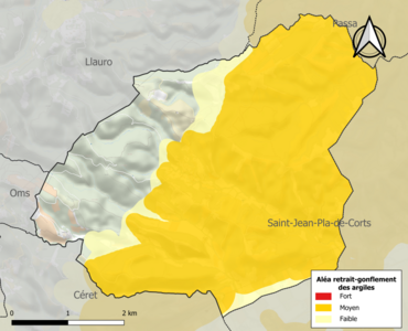 Carte des zones d'aléa retrait-gonflement des argiles.