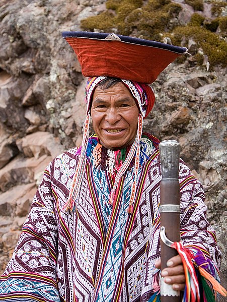 An Andean man in traditional dress