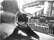 O bocal do míssil, fotografado durante um dos desfiles de Hitler.