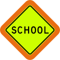 (W6-4) School (with target board) (used in Queensland)