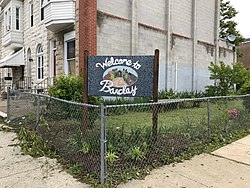 Barclay gateway sign, Vacant lot, 2301 Barclay Street, Baltimore, MD 21218 (34753754062).jpg