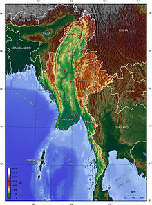 Geography of Burma Burma topo en.jpg