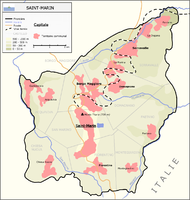 Actuelle carte de Saint-Marin, visible dans l'article Saint-Marin, et dans laquelle les limites des castelli (« municipalités ») sont fausses.