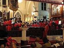 Church choir singing at a service, Cathedral Church of Christ, Lagos, Nigeria Christchurch Cathedral Choir Lagos.JPG