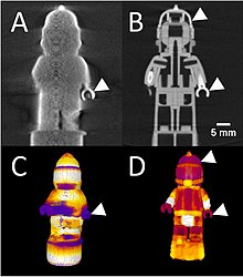 Comparison of two imaging modalities--optical tomography (A, C) and computed tomography (B, D)--as applied to a Lego minifigure Comparison of optical light Kitchen-Based Light Tomography (KBLT) versus X-ray microtomography (X-ray mCT) of a Lego minifigure - 1-s2.0-S2949673X22000018-gr4 lrg.jpg