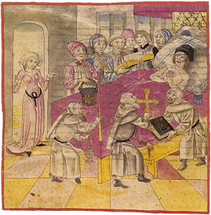 Illustration de la mort de Frédéric VII de Toggenbourg, le dernier des comtes de Toggenburg.