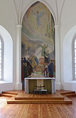 Altaret och O.Hjortzbergs fresk 1940
