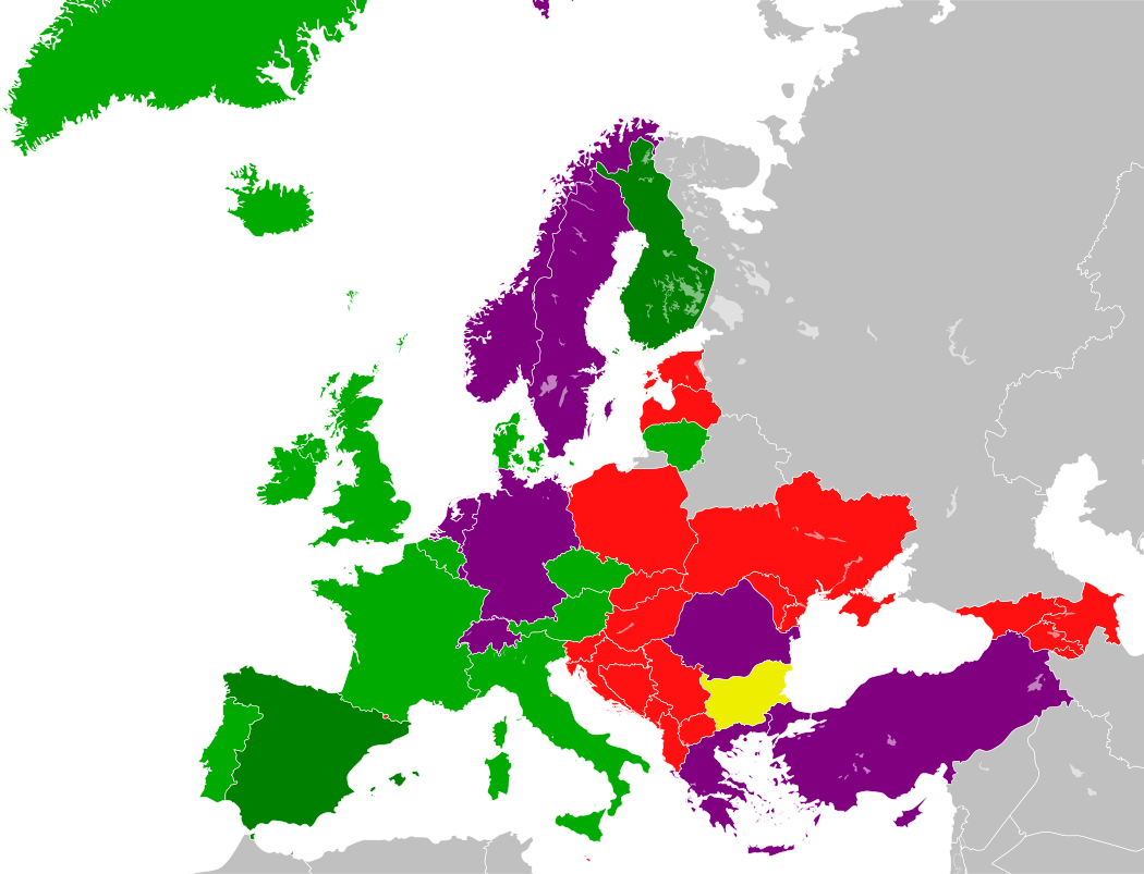 v
t
e
European Convention for the Protection of Animals during International Transport (1968 original)
Signed and ratified
Acceded or succeeded
Only signed
Not signed (CoE member states)
Not signed (non-CoE member states)
Denounced in favour of 2003 revised convention European Convention for the Protection of Animals during International Transport (1968 original) participation map.svg