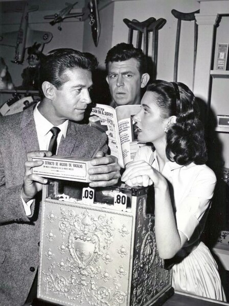 File:George Nader Andy Griffith Elinor Donahue Andy Griffith Show 1961.jpg