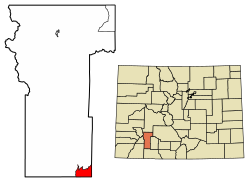 Location of the Piedra CDP in Hinsdale County, Colorado.
