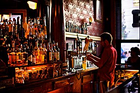 The Homestead historic bar includes a period cash register (in 2009)