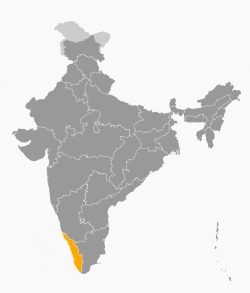 केरल के भारत में लोकेशन