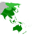 Mapa do Indo-Pacífico, habitat de Quasimitra cardinalis.