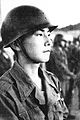 内帽を被った日本の陸上自衛隊生徒。（1959年）