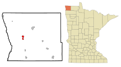 Location of Hallockwithin Kittson County and state of Minnesota