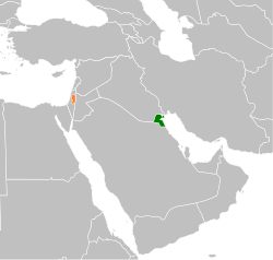 Map indicating locations of Kuwait and Palestine