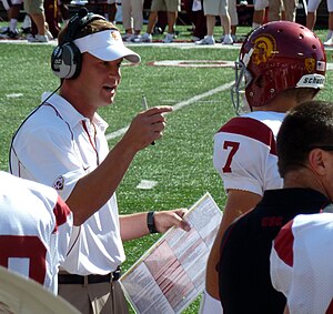 English: USC Trojans football Head Coach Lane ...
