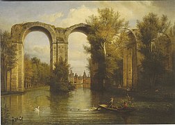 Le château de Maintenon vu à travers l'aqueduc, huile sur toile de François-Edmée Ricois, xixe siècle.