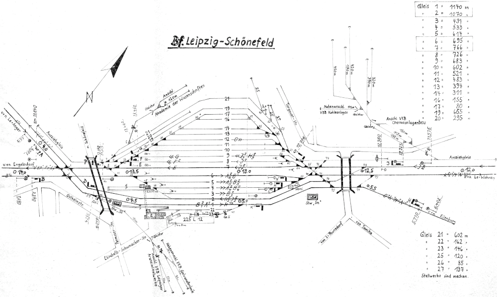Gleisplan aus den 1960er Jahren