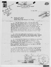 General Thomas Handy's order to General Carl Spaatz ordering the dropping of the atomic bombs Letter received from General Thomas Handy to General Carl Spaatz authorizing the dropping of the first atomic bomb - NARA - 542193.tif