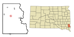 Расположение в округе Линкольн и штате Южная Дакота