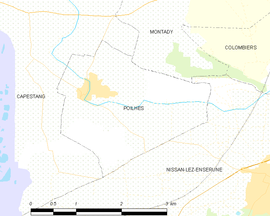 Mapa obce Poilhes