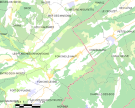 Mapa obce Foncine-le-Haut