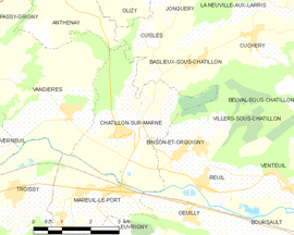 Mapa obce Châtillon-sur-Marne