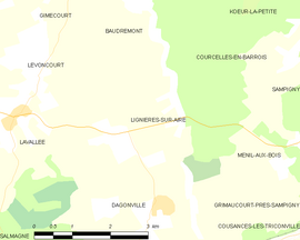 Mapa obce Lignières-sur-Aire