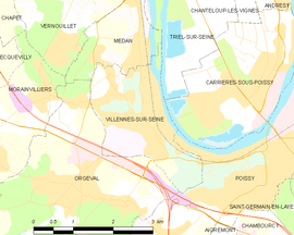 Mapa obce Villennes-sur-Seine