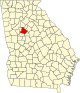 Mapa de Georgia con la ubicación del condado de Henry