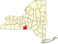 Map of Njujork highlighting Tioga County